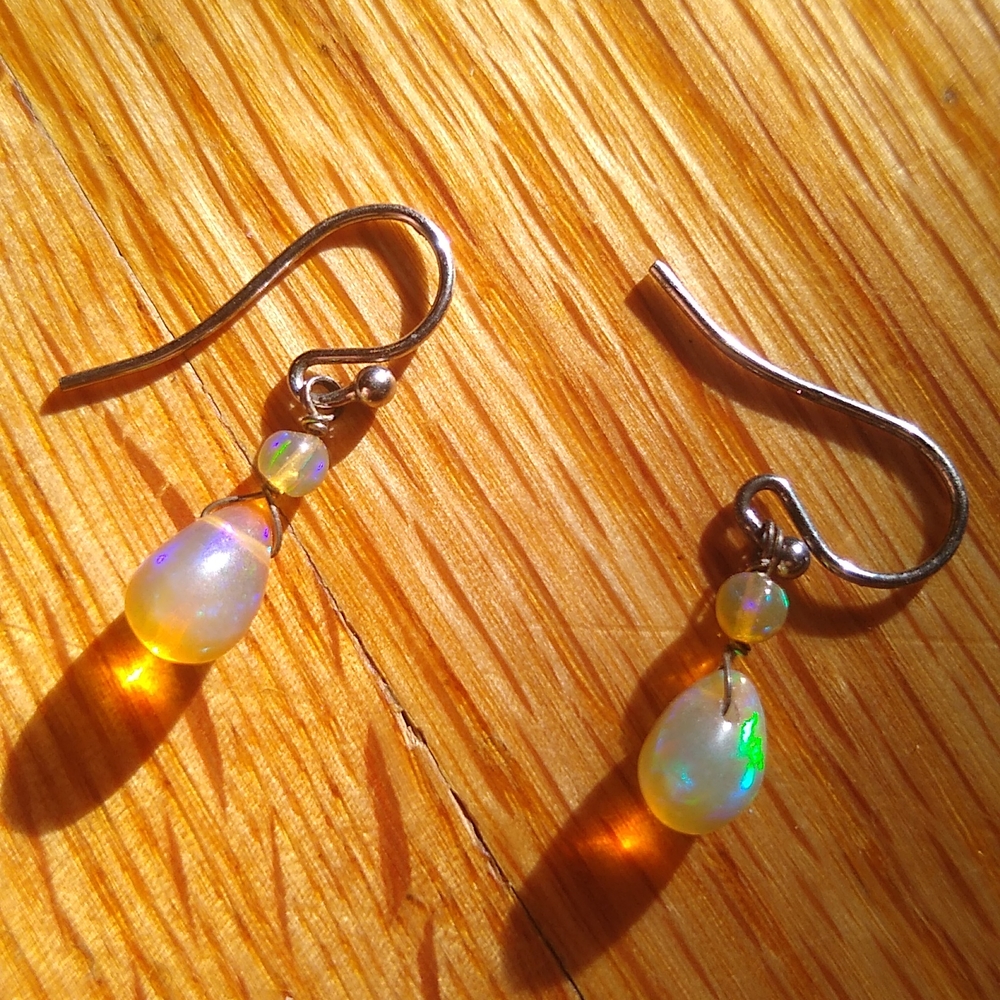 Gorgeous fire opal teardrop earrings - Picture 6 of 8